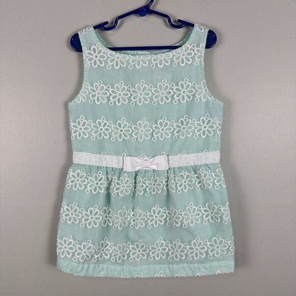 Janie and Jack Other - Janie and Jack Mint Floral Embroidered Top Vintage Girls 8 Sleeveless Shirt